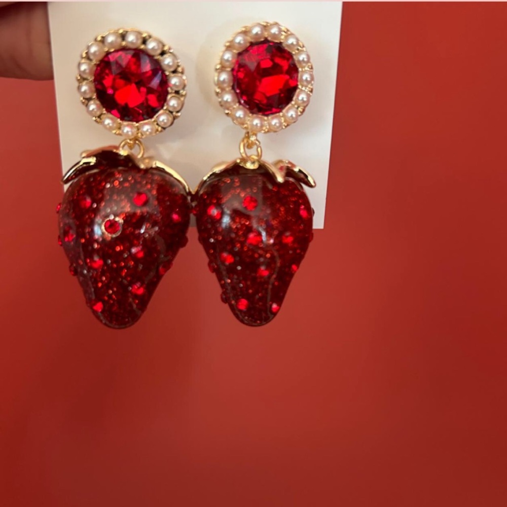 NWT In box Betsey Johnson Red Strawberry Earrings